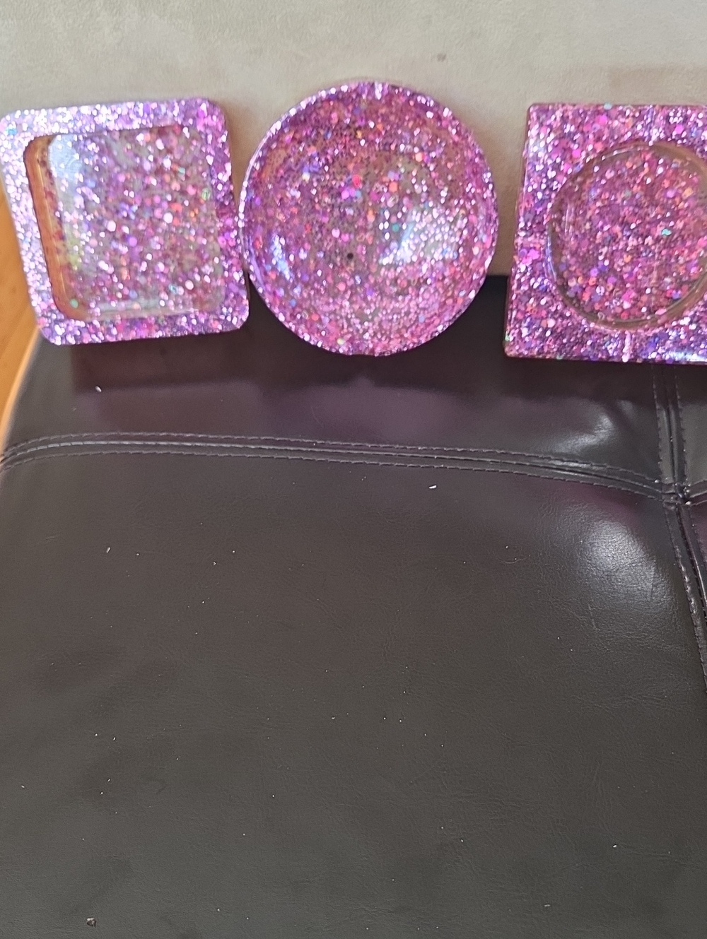🎀Handmade Glitter Resin Ashtray - Pink Sparkle Set of Three